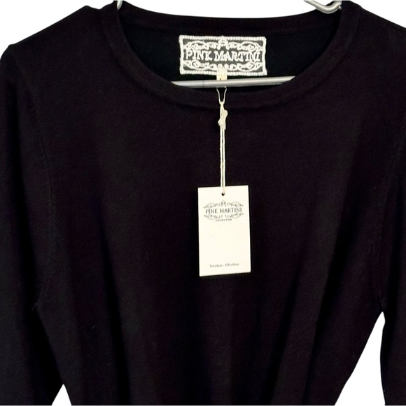 Pink Martini Black Tie Waist Sweater L - Picture 4 of 5